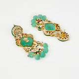 Saadgi Gold Plated Green Kundan, Polki Womens Pair of Danglers Earrings (Freesize)