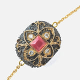 Gold Plated Multi Colored Synthetic Stone Womens Bracelet