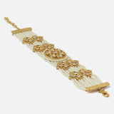 Gold Plated White Womens Beaded Bracelet