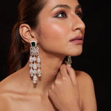 Zia Silver Plated Green Womens Emerald Synthetic Zircon Pair of Earrings