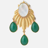 Gold Plated Green Womens Kundan & Polki Drop Pair of Earrings