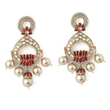 Gold Plated Red Womens Synthetic Stone Pair of Earrings