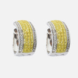 Silver Plated Yellow Womens Pair of Hoop Earrings