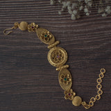Gold Plated Red Womens Kundan & Polki Bracelet