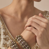 Florence Gold Plated Pink Womens Kundan, Polki Pair of Bangles