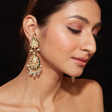 Inaayat Gold Plated Green Womens Kundan, Polki Pair of Earrings