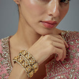Saadgi Gold Plated Pink Kundan, Polki Womens Pair of Bangles