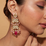 Aatman Gold Plated Pink Womens Kundan, Polki Pair of Earrings