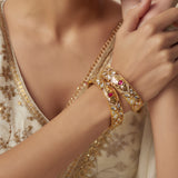 Saadgi Gold Plated Red Womens Kundan, Polki Pair of Bangles