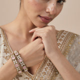 Florence Gold Plated Pink Womens Zircon Pair of Bangles