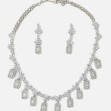 Silver Plated Womens Short Necklace Set with Pair of Earrings