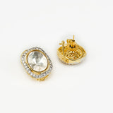 Florence Gold Plated Kundan, Polki Womens Pair of Studs Earrings (Freesize)