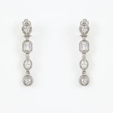 Zia Silver Plated Zircon Womens Long Necklace Set with Pair of Earrings (Freesize)