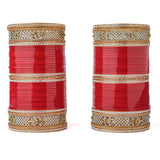 Gold Plated Red Womens Pair of Chuda Set