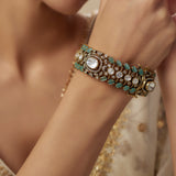 Florence Gold Plated Green Womens Zircon Kadas (2.4,2.6)