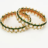 Saadgi Gold Plated White Kundan, Polki Womens Pair of Bangle
