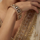 Saadgi Gold Plated Green Womens Kundan, Polki Kadas (2.4,2.6)