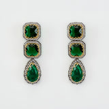 Florence Silver Plated Green Zircon Womens Pair of Danglers Earrings (Freesize)