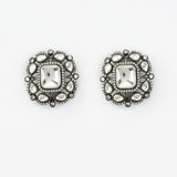 Florence Silver Plated Kundan, Polki Womens Pair of Studs Earrings (Freesize)