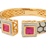 Florence Gold Plated Red Womens Kada