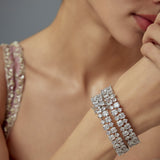 Zia Silver Plated Zircon Womens Pair of Bangles