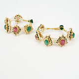 Saadgi Gold Plated Multicolored Kundan, Polki Womens Pair of Bangles - One Size