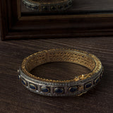 Gold Plated Black Colored Synthetic Stone Womens Kada