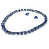 Silver Plated Blue Womens Short Necklace Set with Pair of Earrings