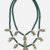 Gold Plated Green Womens Short Necklace