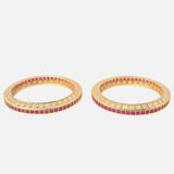 Gold Plated Red Colored Temple Womens Pair of Bangles