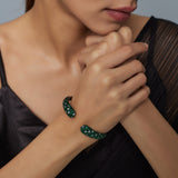 Zia Silver Plated Green Womens Zircon Kadas (Freesize)