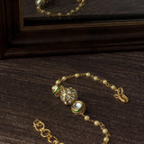 Gold Plated Kundan, Polki Womens Bracelet