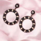 Florence Silver Plated Black Womens Pair of Dangle Earrings