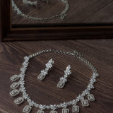 Silver Plated Womens Short Necklace Set with Pair of Earrings