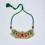 Morpankh Gold Plated Multicolored Womens Kundan, Polki Choker Necklace Set with Pair of Earrings (Freesize)