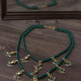Gold Plated Green Womens Short Necklace