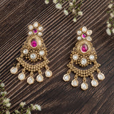 Isvaraah 2.0 Gold Plated Pink Womens Pair of Chandbali Earrings
