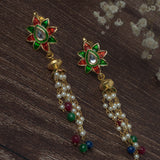Gold Plated Multicolored Womens Pair of Tassel Earrings