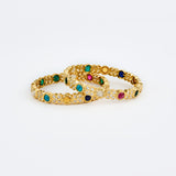 Saadgi Gold Plated Multicolored Womens Kundan, Polki Pair of Bangles