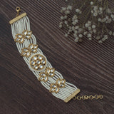 Gold Plated White Womens Beaded Bracelet