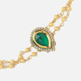 Gold Plated Green Womens Beaded Bracelet