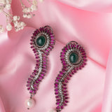 Silver Plated Purple Womens Pair of Drop Earrings