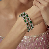 Zia Silver Plated Green Zircon Womens Pair of Bangles