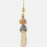Gold Plated White Womens Pair of Tassel Earrings