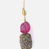 Gold Plated Pink Womens Beaded Drop Pair of Earrings