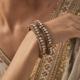 Florence Gold Plated Pink Womens Kundan, Polki Pair of Bangles