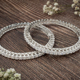 Zia Silver Plated White Womens Zircon Pair of Bangles