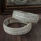 Silver Plated Zircon Womens Pair of Bangles