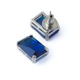 Silver Plated Blue Womens Short Necklace Set with Pair of Earrings