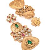 Isvaraah 2.0 Gold Plated Green Womens Pair of Chandbali Earrings